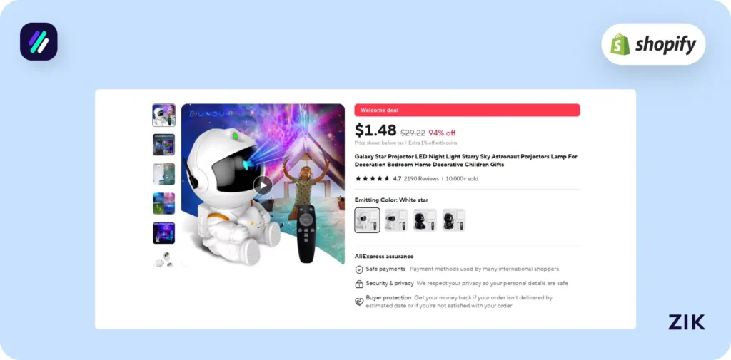 ali express stars projector supplier