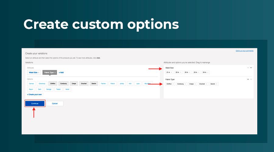 create custom options