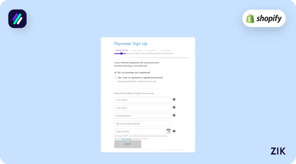 Fill out the necessary information