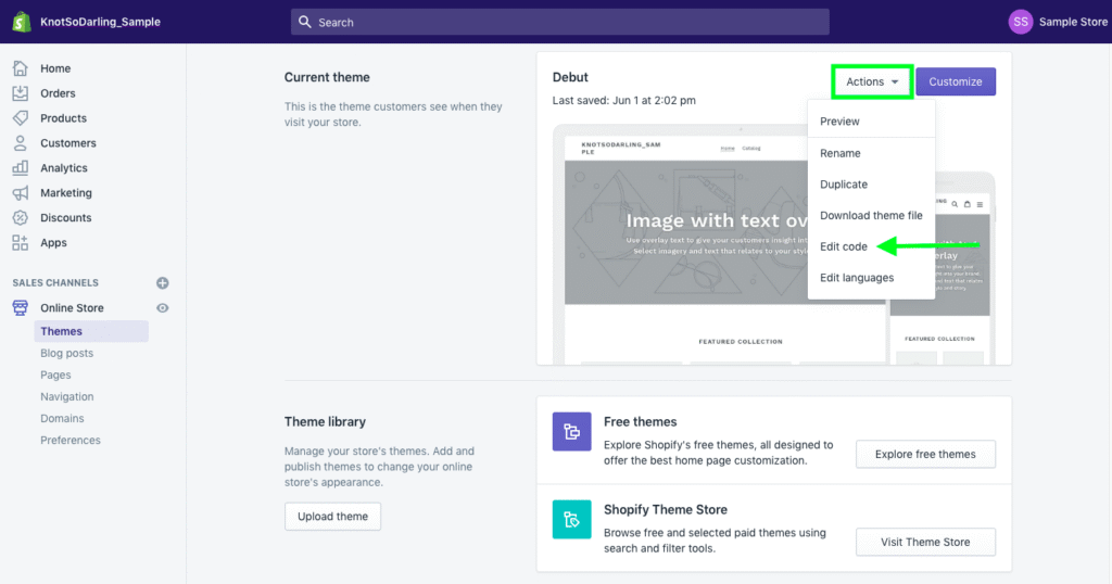 click ‘Edit code’