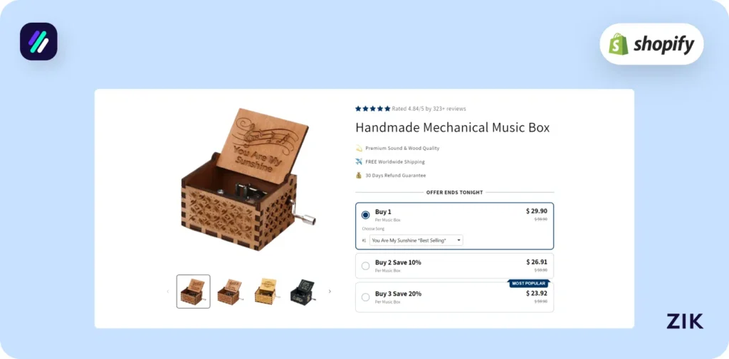 handmade mechanical music box